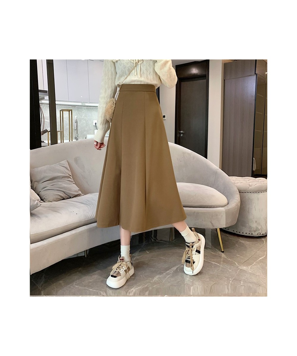 Medium length woolen skirt for women in autumn Korean version 2022 new style high waist slim and big skirt A-line skirt ins $...