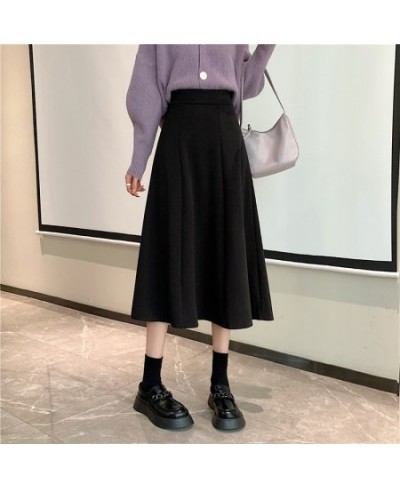 Medium length woolen skirt for women in autumn Korean version 2022 new style high waist slim and big skirt A-line skirt ins $...