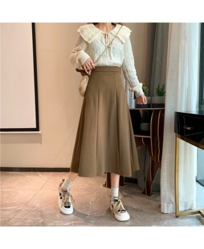 Medium length woolen skirt for women in autumn Korean version 2022 new style high waist slim and big skirt A-line skirt ins $...