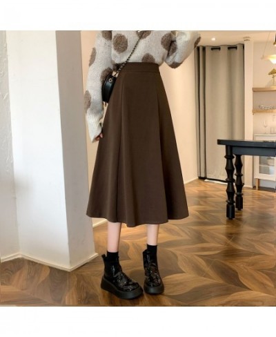 Medium length woolen skirt for women in autumn Korean version 2022 new style high waist slim and big skirt A-line skirt ins $...