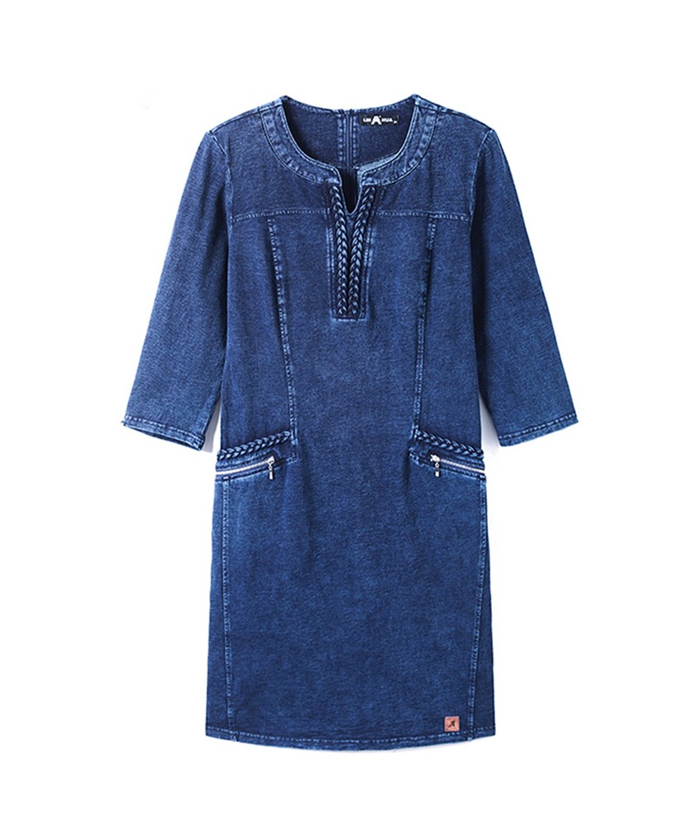 Women's Plus Size Denim Dress Autumn Chic Elegant Dresses For Chubby Women Cotton Knitted Dress $69.22 - Plus Size Clothes