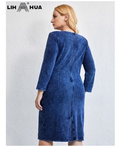 Women's Plus Size Denim Dress Autumn Chic Elegant Dresses For Chubby Women Cotton Knitted Dress $69.22 - Plus Size Clothes