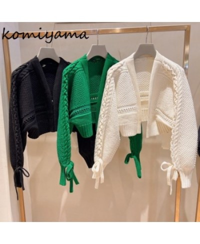 Elegant Chic Bandage Long Sleeve Cardigan Mujer Solid V Neck Open Stitch Brief Women Sweaters JAPAN Knitted Y2k Clothes $43.0...