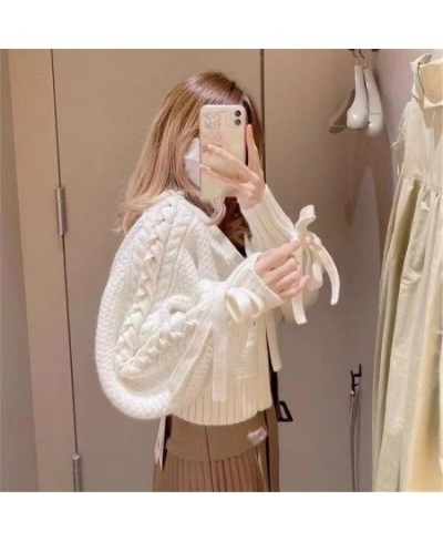 Elegant Chic Bandage Long Sleeve Cardigan Mujer Solid V Neck Open Stitch Brief Women Sweaters JAPAN Knitted Y2k Clothes $43.0...