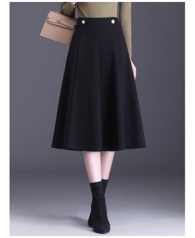 2 Colors 2022 Autumn Spring Women Black Red High Waist Lady Pleated Twill Knit Skirt S-3XL Size Female Mid-Long Skirt $54.05 ...