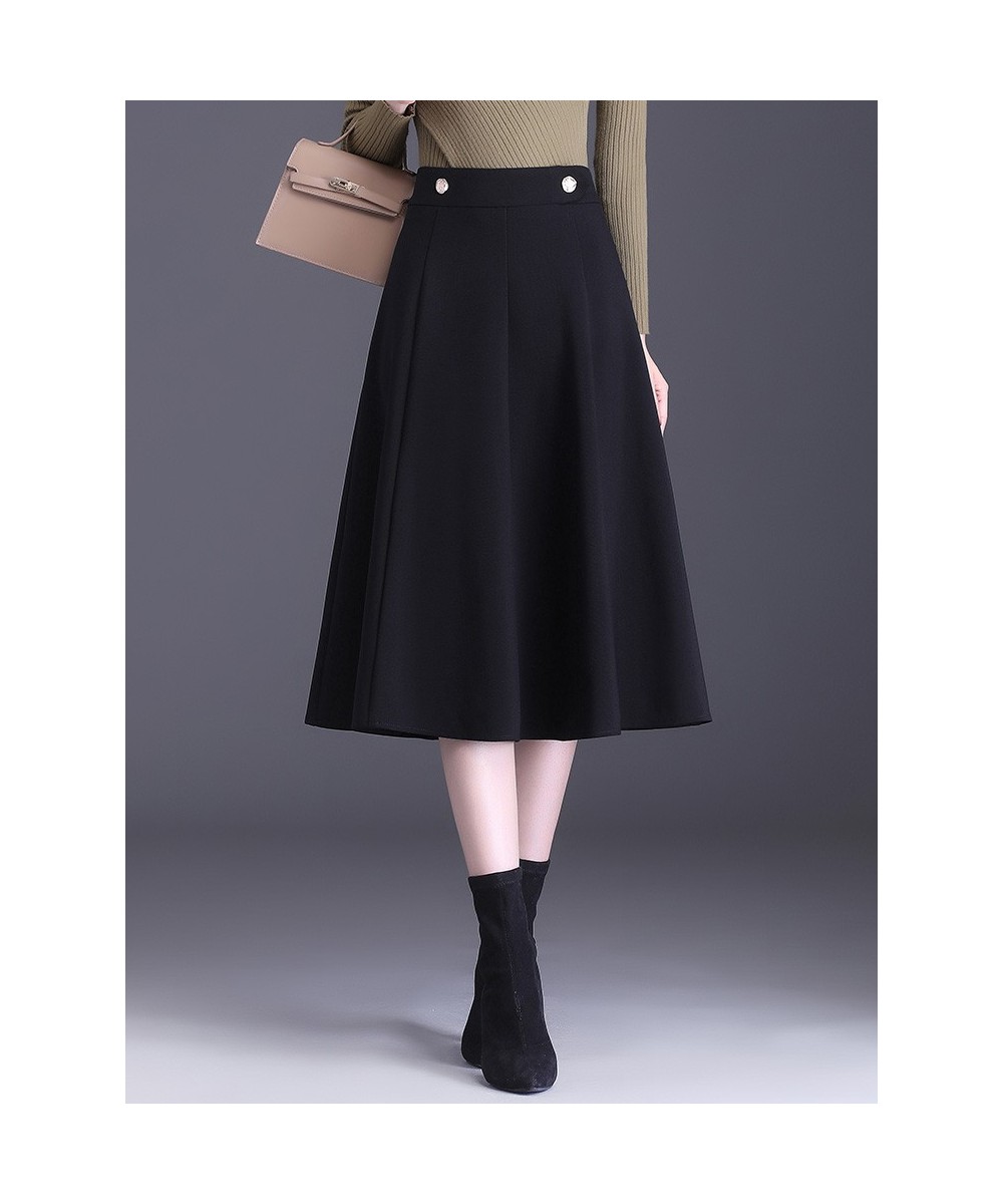 2 Colors 2022 Autumn Spring Women Black Red High Waist Lady Pleated Twill Knit Skirt S-3XL Size Female Mid-Long Skirt $54.05 ...