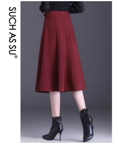 2 Colors 2022 Autumn Spring Women Black Red High Waist Lady Pleated Twill Knit Skirt S-3XL Size Female Mid-Long Skirt $54.05 ...