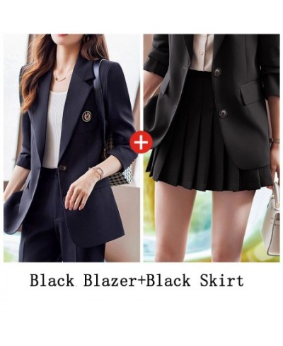 Women Suits 2023 New High End Professional Formal Long Sleeve Slim Blazer And Pleated Skirt Office Ladies Work Wear $106.73 -...