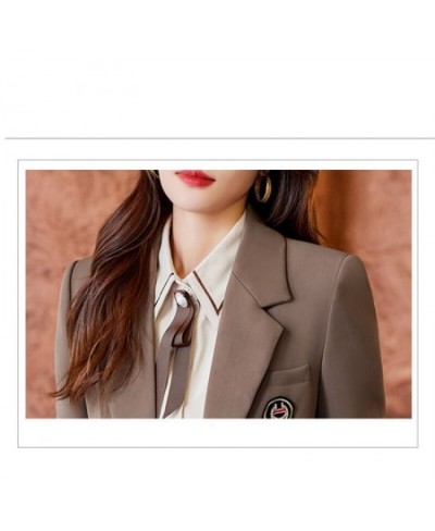 Women Suits 2023 New High End Professional Formal Long Sleeve Slim Blazer And Pleated Skirt Office Ladies Work Wear $106.73 -...