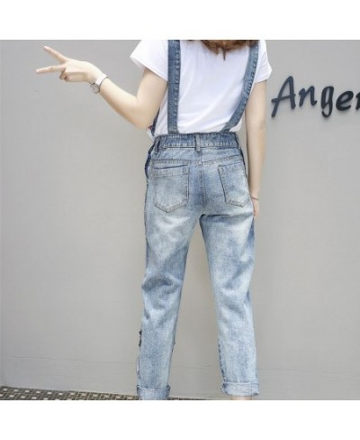 Women Cartoon Sequined Embroidery Wide Leg Loose Ripped Denim Overalls European Jumpsuit Boyfriend Hole Pocket Jeans Romper $...