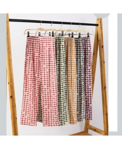 Casual Plaid Pants Women Pockets Loose Wide-leg Spring Plaid High-waist Streetwear Harajuku Trendy Pajama Pants $30.55 - Slee...