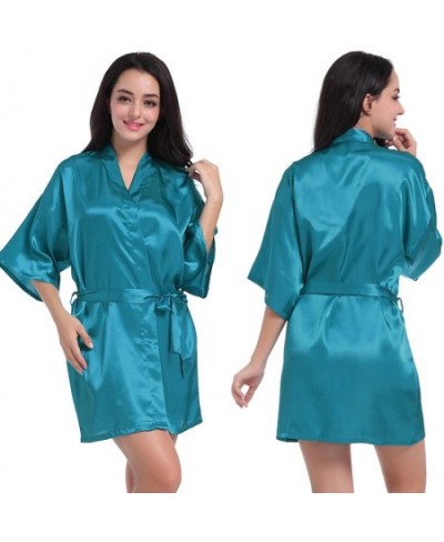 Women's Pure Short Silky Robes Bridesmaid Party Satin Robe Sleepwear For Wedding $28.61 - Sleepwears