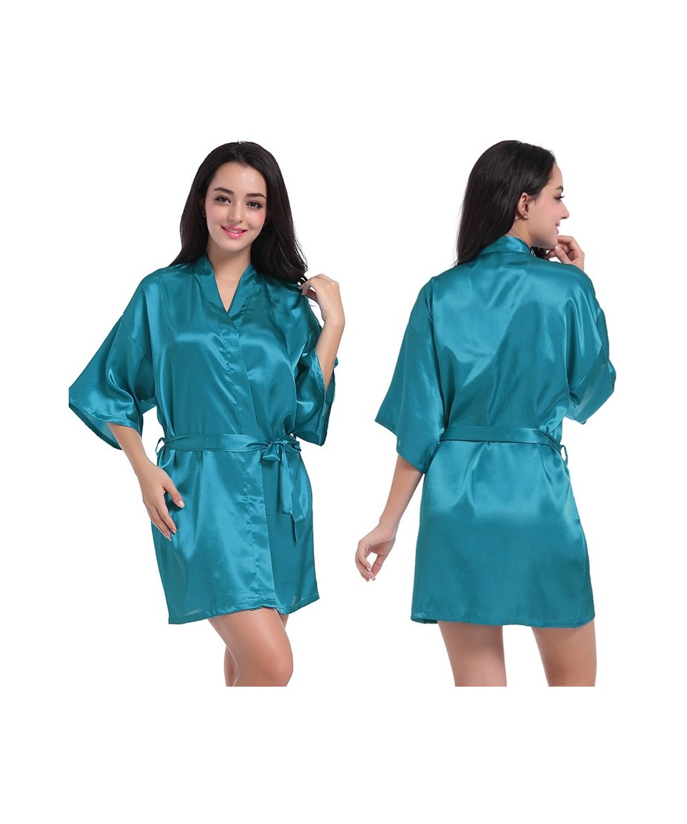 Women's Pure Short Silky Robes Bridesmaid Party Satin Robe Sleepwear For Wedding $28.61 - Sleepwears