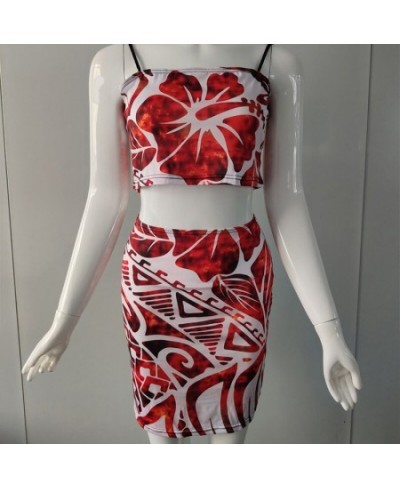 Jamaica Leaf Print Women Club Outfits Sexy Sling Tube Tops and Short Bodycon Dress Summer 2pcs Sets $45.08 - Suits & Sets