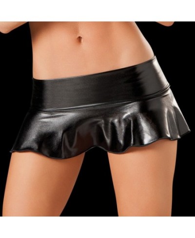 Glitter PU Leather Low Waist Falbala Tiered Single Layered Skirt Charming Micro Mini Skirts Pole Dance Night Clubwear $15.08 ...