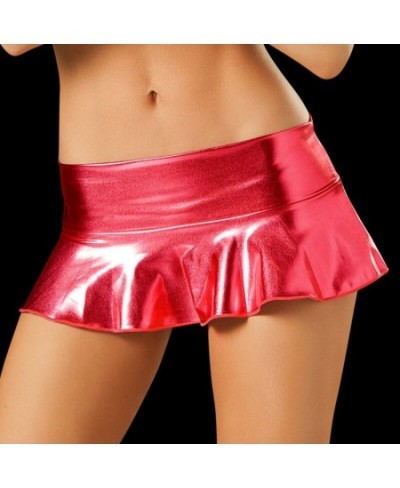 Glitter PU Leather Low Waist Falbala Tiered Single Layered Skirt Charming Micro Mini Skirts Pole Dance Night Clubwear $15.08 ...