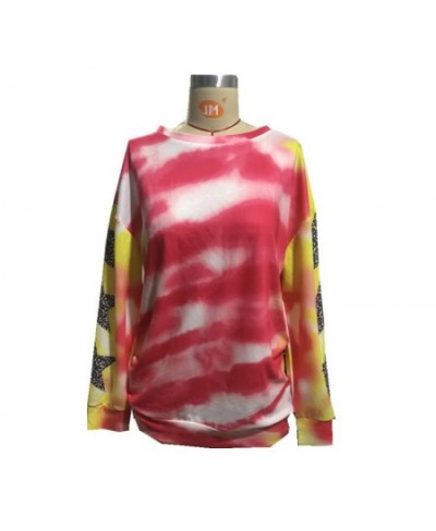 2023 New Women Casual Tie Dye Printing Crewneck Harajuku Sweatshirt Loose Streetwear Y2k Long Sleeve Hoodies Plus Size Clothi...