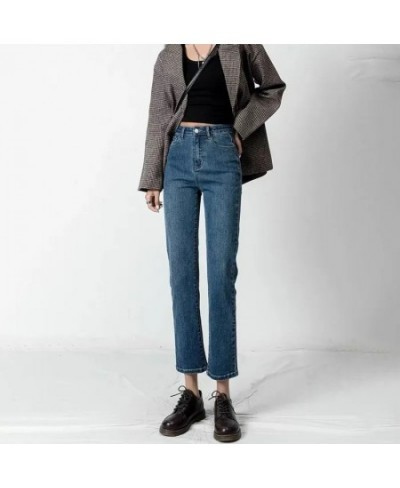 Fashion Streetwear Ankle-length Straight Jeans For Women High Waist Casual Stretch Pantalones Korean Baggy Denim Pants 2023 N...