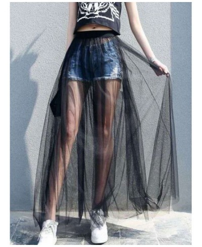 New Fashion See-through Mesh Skirts Sexy Solid High Waist Skirts Fashion Black Female Skirts $18.98 - Skirts