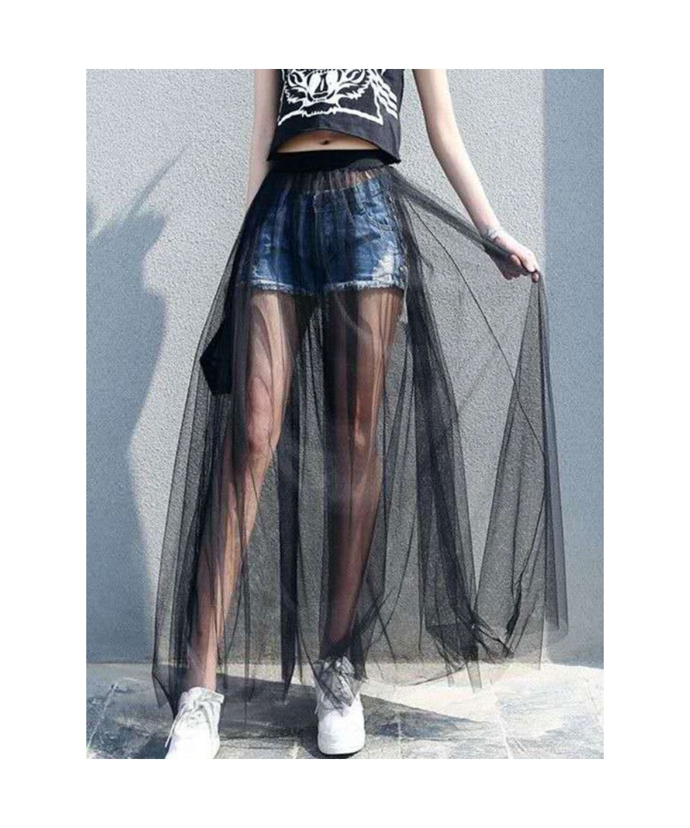 New Fashion See-through Mesh Skirts Sexy Solid High Waist Skirts Fashion Black Female Skirts $18.98 - Skirts