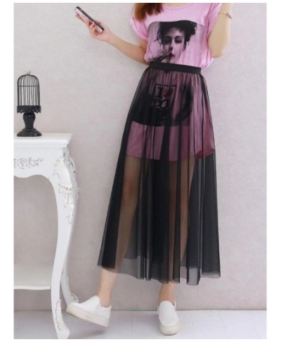 New Fashion See-through Mesh Skirts Sexy Solid High Waist Skirts Fashion Black Female Skirts $18.98 - Skirts