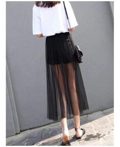 New Fashion See-through Mesh Skirts Sexy Solid High Waist Skirts Fashion Black Female Skirts $18.98 - Skirts