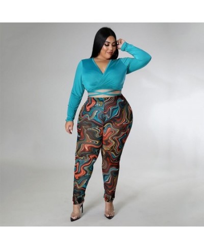 Plus Size Setup Women Clothing Two Piece Set Sexy 2 Piece Outfits Women Elastic Waist Slim Fit V-Neck Printing Short Long $50...