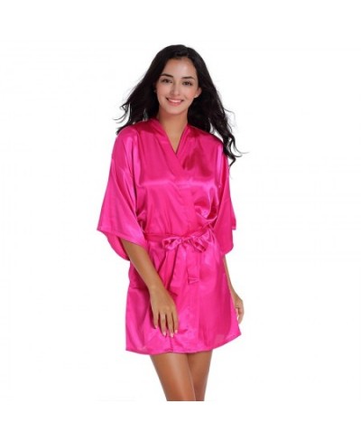 Women's Pure Short Silky Robes Bridesmaid Party Satin Robe Sleepwear For Wedding $28.61 - Sleepwears