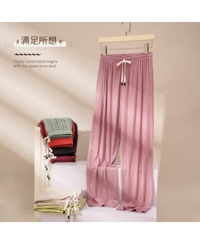 Spring Summer Thread Knitted Cotton Ladies Pajama Long Pants Pyjama Trousers Women's Sleep Bottoms Lounge Wear Fashion Pants ...