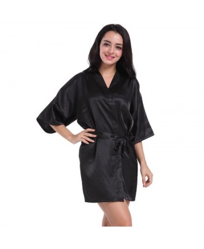 Women's Pure Short Silky Robes Bridesmaid Party Satin Robe Sleepwear For Wedding $28.61 - Sleepwears