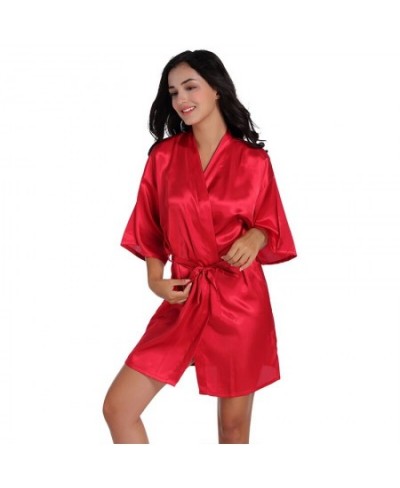 Women's Pure Short Silky Robes Bridesmaid Party Satin Robe Sleepwear For Wedding $28.61 - Sleepwears