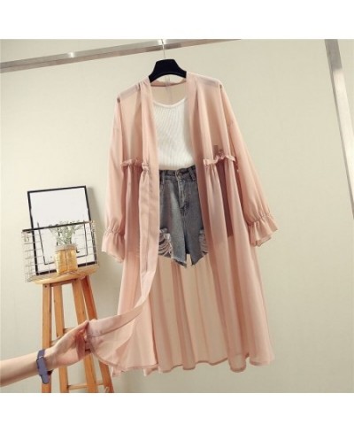 Spring Autumn Summer Sun Protection Clothing Women Long Cardigan Female Loose Cardigans Ladies Shawl Women Chiffon Thin Coat ...