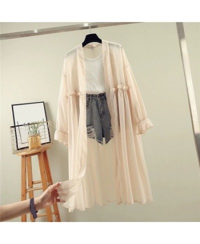 Spring Autumn Summer Sun Protection Clothing Women Long Cardigan Female Loose Cardigans Ladies Shawl Women Chiffon Thin Coat ...