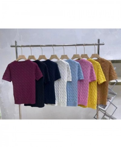 RAL** Lauren 100% Cotton Crewneck Cable Women Sweater Luxury with Short Sleeves Lady Cotton Sweater $67.60 - Sweaters