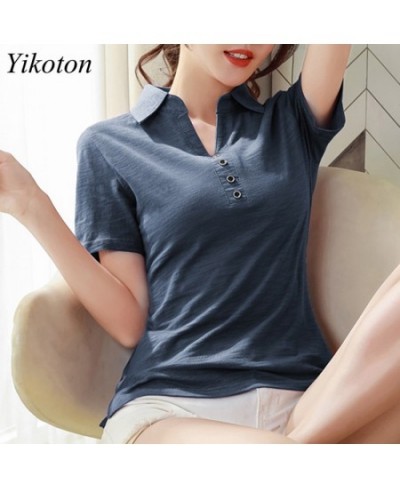 100% Cotton Polo Shirt Women Short Sleeve Shirt Office Work Wear Lady 2022 Summer Polka Solid Top Female Slim Plus Size 4XL T...