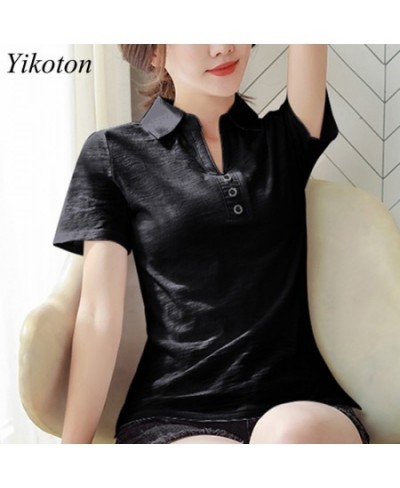 100% Cotton Polo Shirt Women Short Sleeve Shirt Office Work Wear Lady 2022 Summer Polka Solid Top Female Slim Plus Size 4XL T...