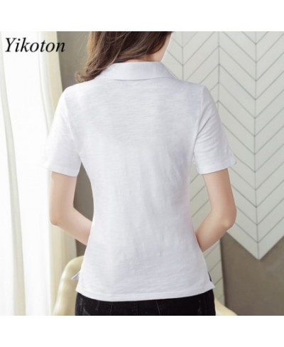 100% Cotton Polo Shirt Women Short Sleeve Shirt Office Work Wear Lady 2022 Summer Polka Solid Top Female Slim Plus Size 4XL T...