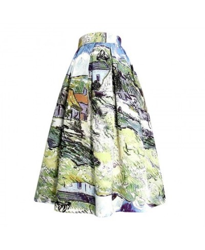 2023 Spring Summer Korean Stylish Vintage Elegant Aesthetic Clothes for Women High Waist Long Oil Painting Floral Print Skirt...