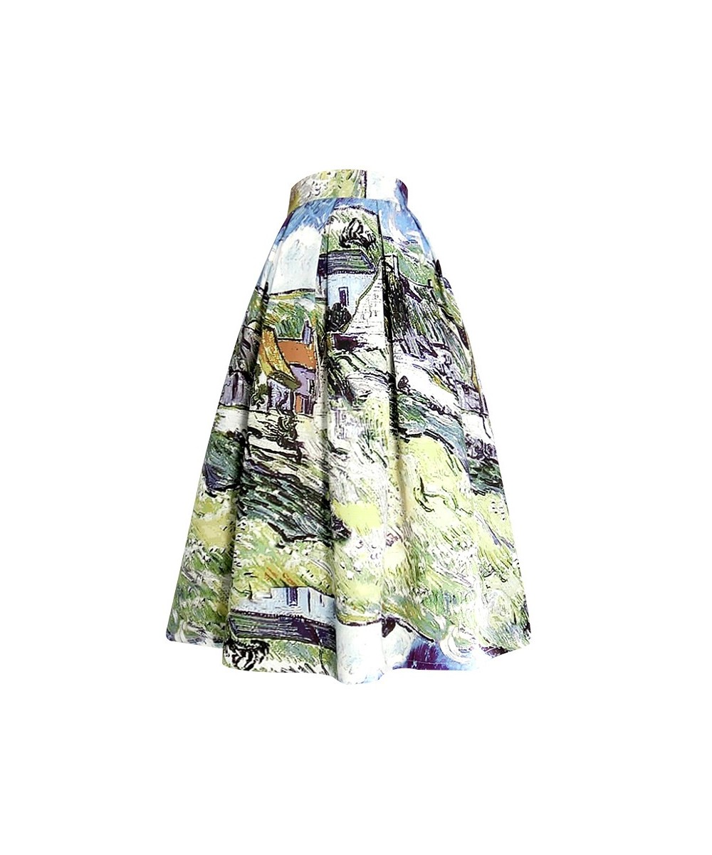 2023 Spring Summer Korean Stylish Vintage Elegant Aesthetic Clothes for Women High Waist Long Oil Painting Floral Print Skirt...