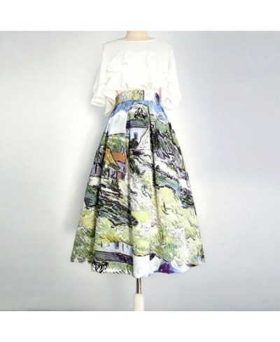 2023 Spring Summer Korean Stylish Vintage Elegant Aesthetic Clothes for Women High Waist Long Oil Painting Floral Print Skirt...