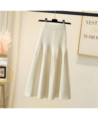 Elegant Knitted Midi Skirts Thickened Knitted Women's Mid-length Wool Skirt All-match A-line Long Skirt Autumn Winter Jupe $3...