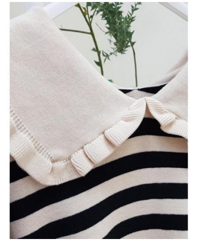 Striped Knitted Sweater Pullover Women Autumn Winter Peter Pan Collar Long Sleeve Tops Jumpers Female Fashion Sweaters 2022 $...