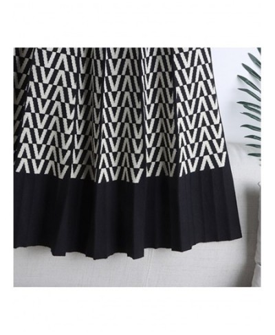 Women Knitted Long Skirt 2022 Autumn Winter y2k Fashion Geometric Print A Line High Waist Pleated Midi Skirt Female Lady $43....