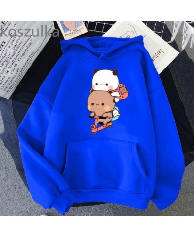 Women Kawaii Panda Bear Bubu & Dudu Hoodie Cute Couple Are Doing Exercise Sweatshirt Girls Pocket Clothes Men Tops Long Sleev...