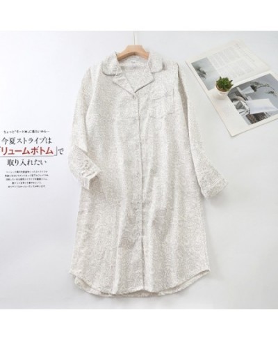 2023 Spring Autumn Women Casual Plaid Sleep dress Ladies 100%Cotton Nightgown Female Long sleeve Turn-down collar sleepshirts...