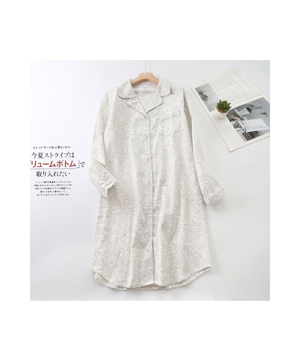 2023 Spring Autumn Women Casual Plaid Sleep dress Ladies 100%Cotton Nightgown Female Long sleeve Turn-down collar sleepshirts...