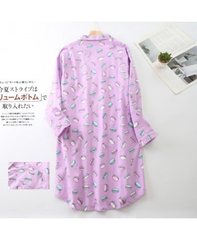 2023 Spring Autumn Women Casual Plaid Sleep dress Ladies 100%Cotton Nightgown Female Long sleeve Turn-down collar sleepshirts...