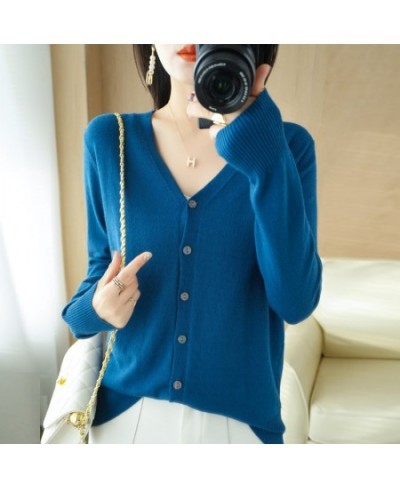 Spring And Summer Knitted Cardigan Women's Solid Color V-Neck Fashion Korean Version Of The New Long-Sleeved Top Thin Section...