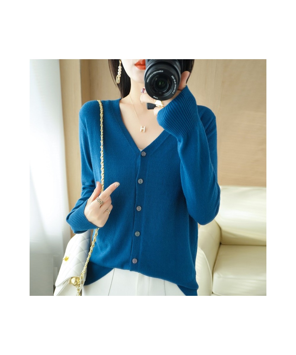 Spring And Summer Knitted Cardigan Women's Solid Color V-Neck Fashion Korean Version Of The New Long-Sleeved Top Thin Section...