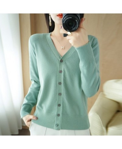 Spring And Summer Knitted Cardigan Women's Solid Color V-Neck Fashion Korean Version Of The New Long-Sleeved Top Thin Section...